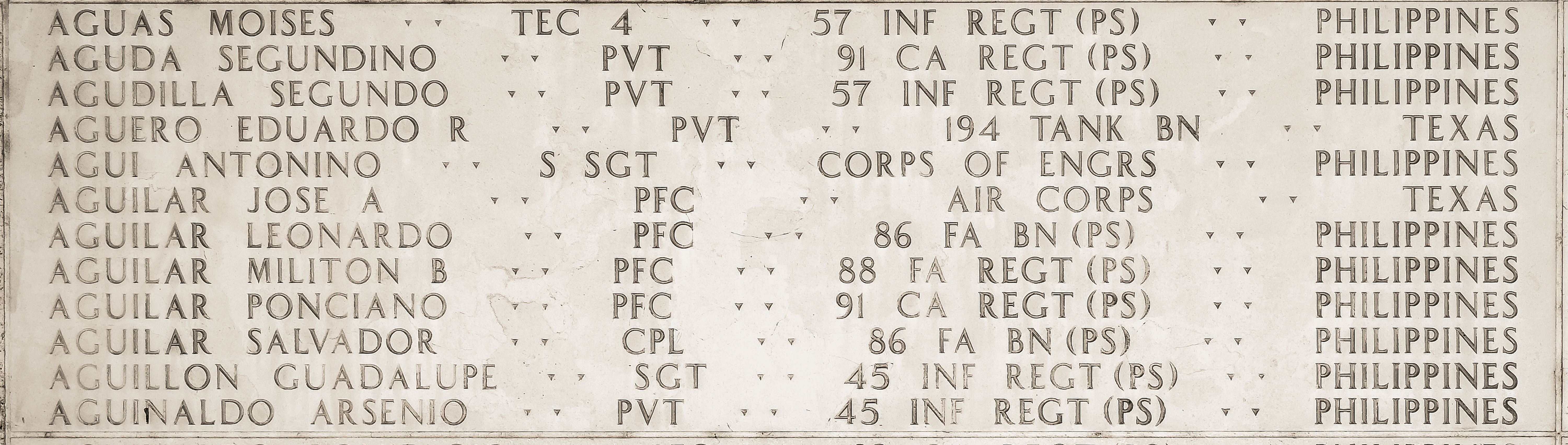 Ponciano  Aguilar, Private First Class